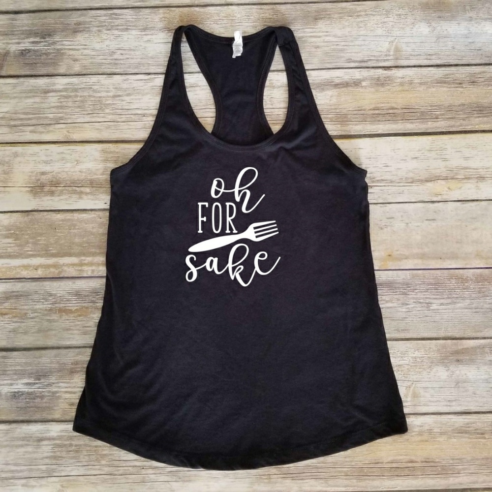 Oh for Fucks Sake women's black racerback tank top